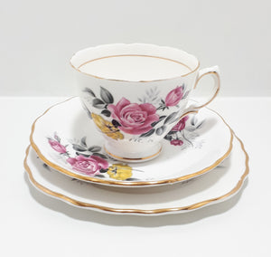 Royal Vale Tea Trio With Yellow & Pink Roses