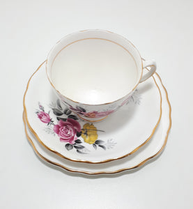 Royal Vale Tea Trio With Yellow & Pink Roses