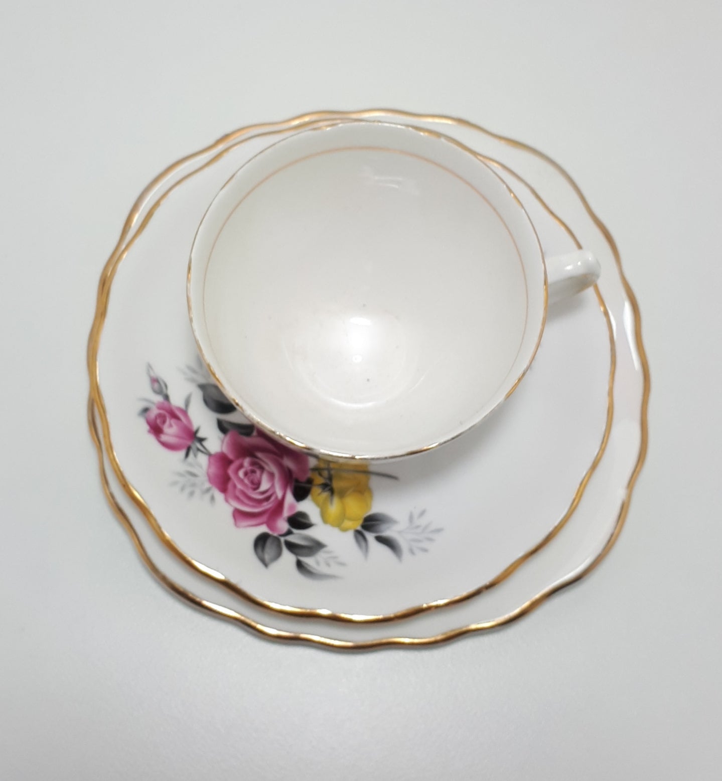Royal Vale Tea Trio With Yellow & Pink Roses