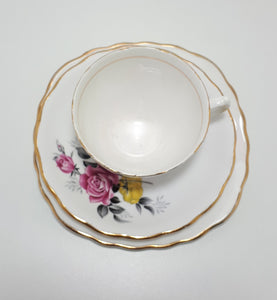 Royal Vale Tea Trio With Yellow & Pink Roses