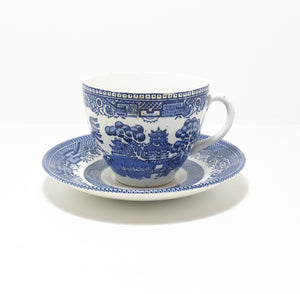 Antique Blue & White Willow Pattern Duo – Cup & Saucer