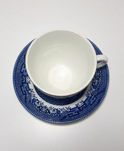 Antique Blue & White Willow Pattern Duo – Cup & Saucer