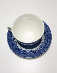 Antique Blue & White Willow Pattern Duo – Cup & Saucer