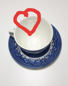 Antique Blue & White Willow Pattern Duo – Cup & Saucer