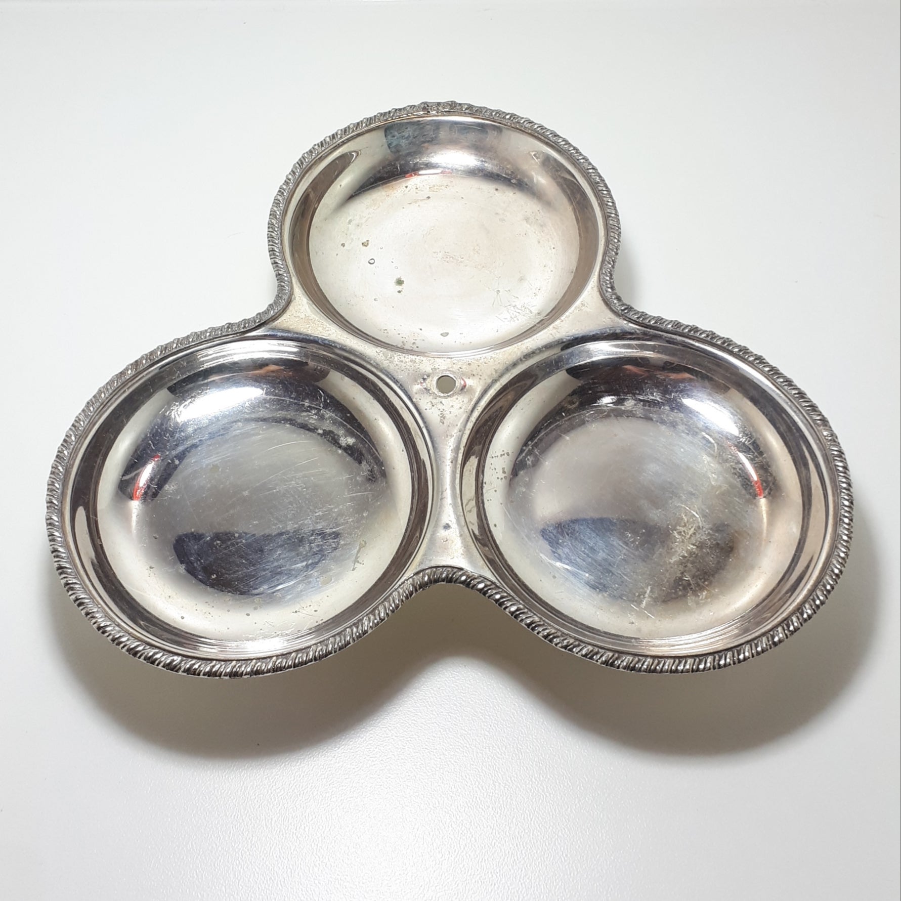 Vintage Seranco Britannia Metal Mounts Silver Plated 3-Division Tray