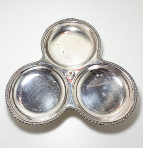 Vintage Seranco Britannia Metal Mounts Silver Plated 3-Division Tray
