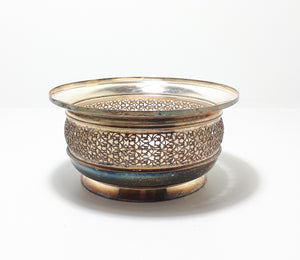 Vintage Pierced Silver Plated Filigree Patterned Bottle Coaster