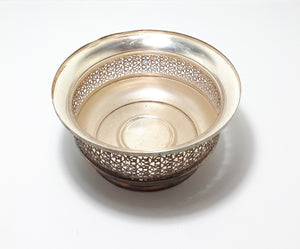 Vintage Pierced Silver Plated Filigree Patterned Bottle Coaster