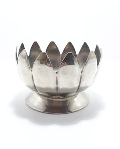 Vintage Silver Plate On Brass Lotus Design Bowl