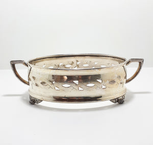 Vintage Pre 1950’s Cyrano Silver Plated Oval Shaped Casserole Stand With Paw Feet