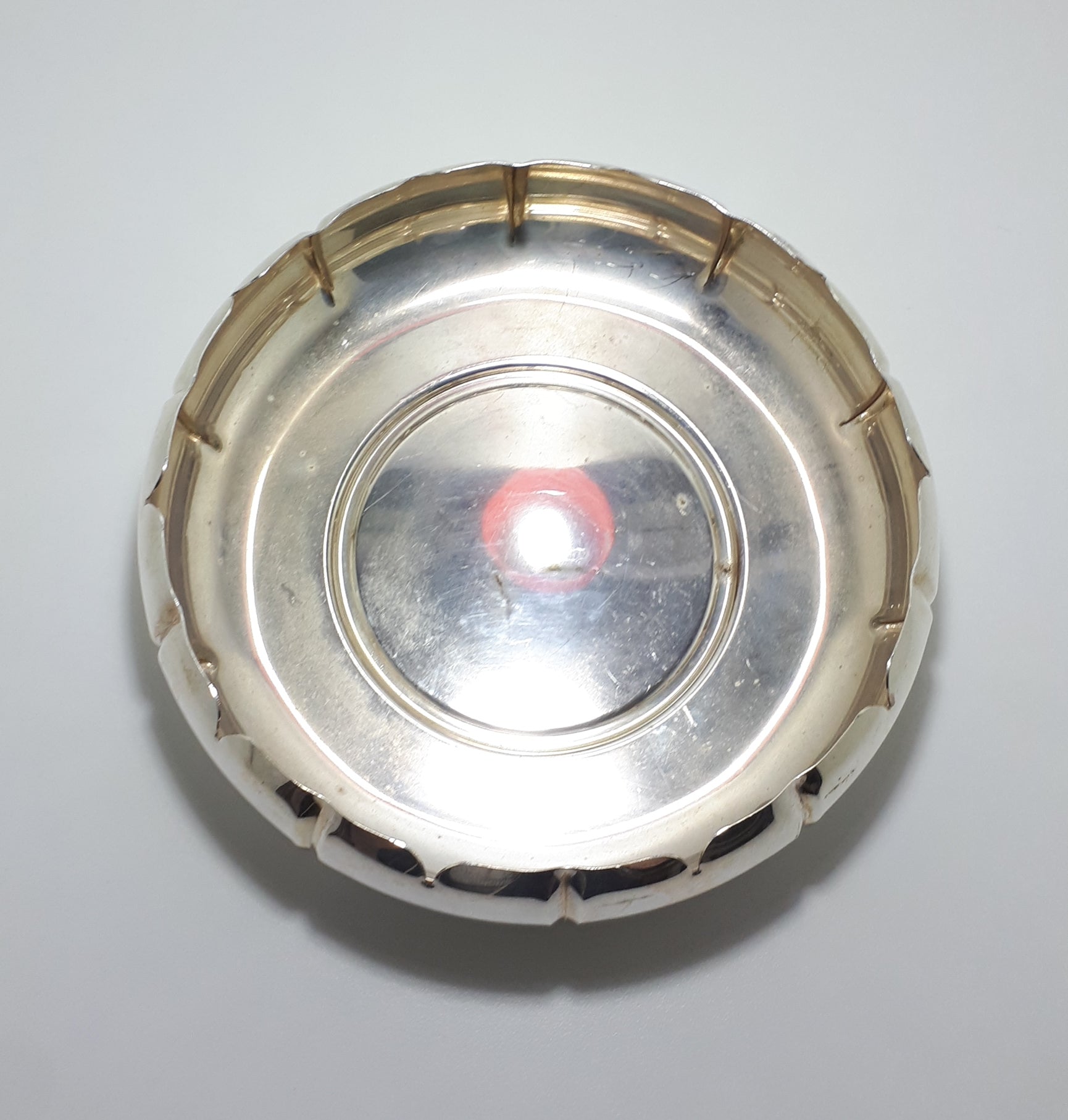 Large Vintage Seranco Silver Plated Brass Lotus Shaped Display Bowl