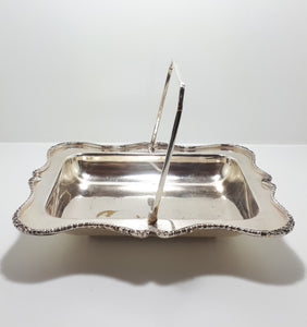Vintage Silver Plated Bread Basket With Swing Handle & Bun Feet