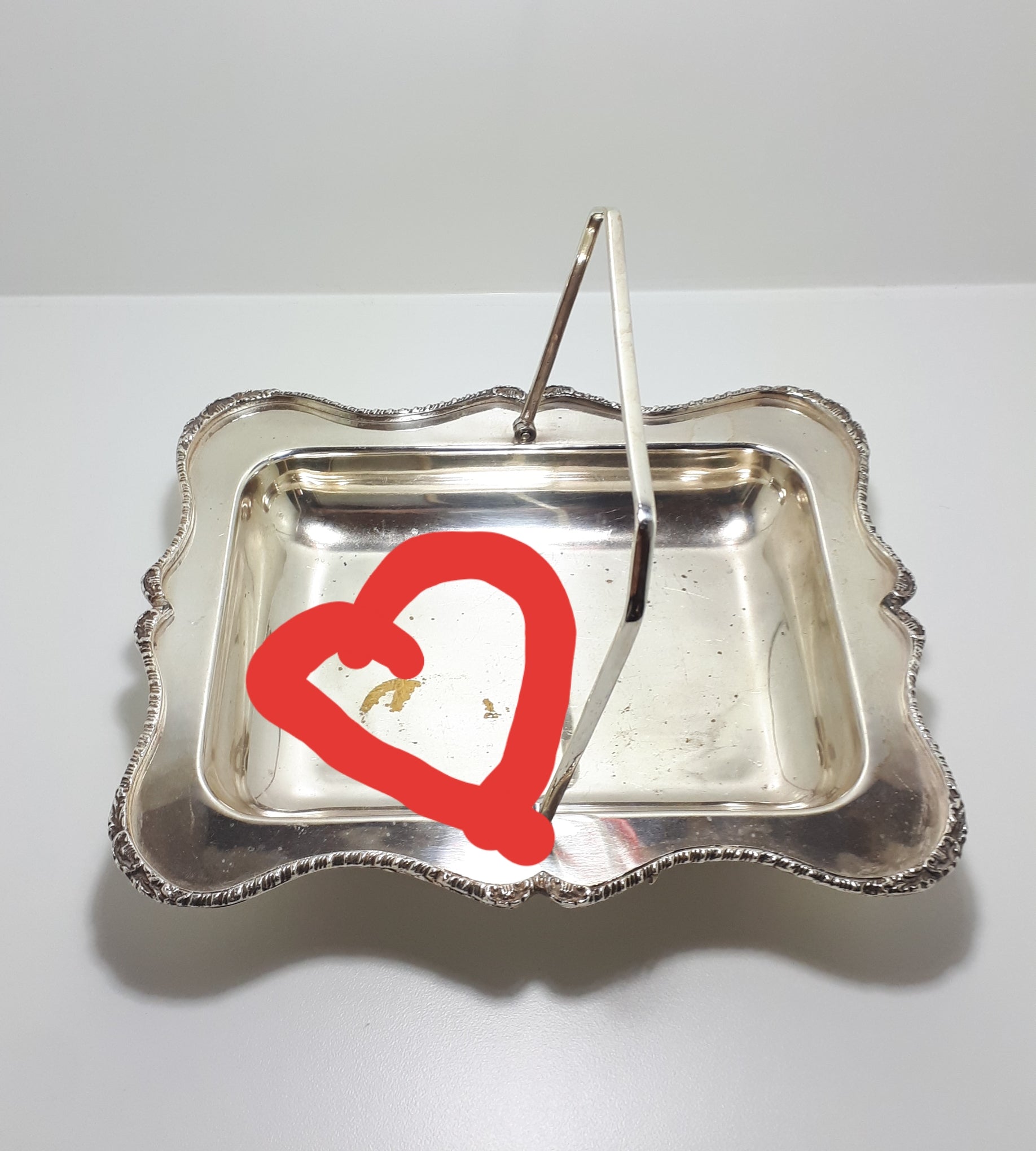 Vintage Silver Plated Bread Basket With Swing Handle & Bun Feet