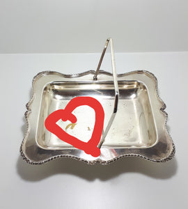 Vintage Silver Plated Bread Basket With Swing Handle & Bun Feet