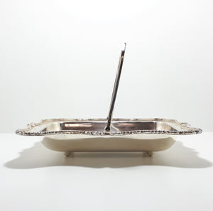 Vintage Silver Plated Bread Basket With Swing Handle & Bun Feet