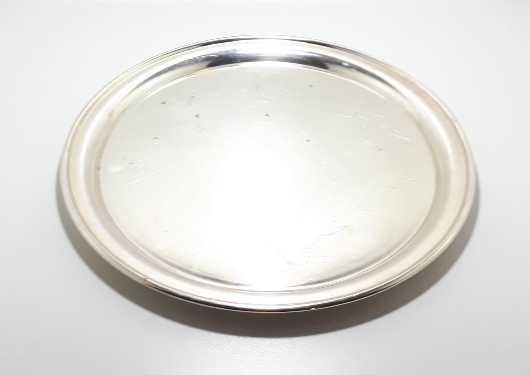 Large & Heavy Vintage Circular Abbess Reg. Silver Plated Tray