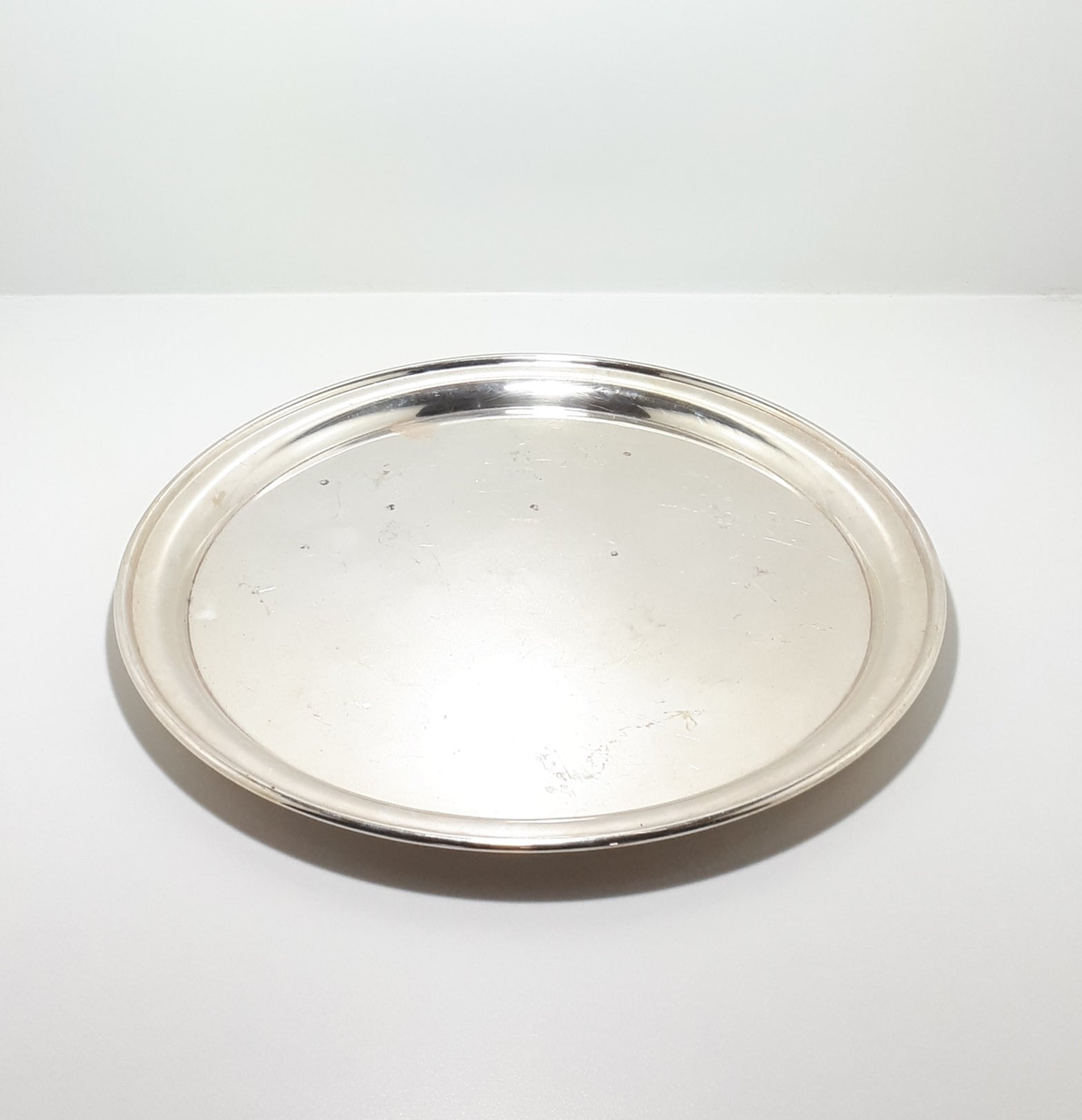 Large & Heavy Vintage Circular Abbess Reg. Silver Plated Tray