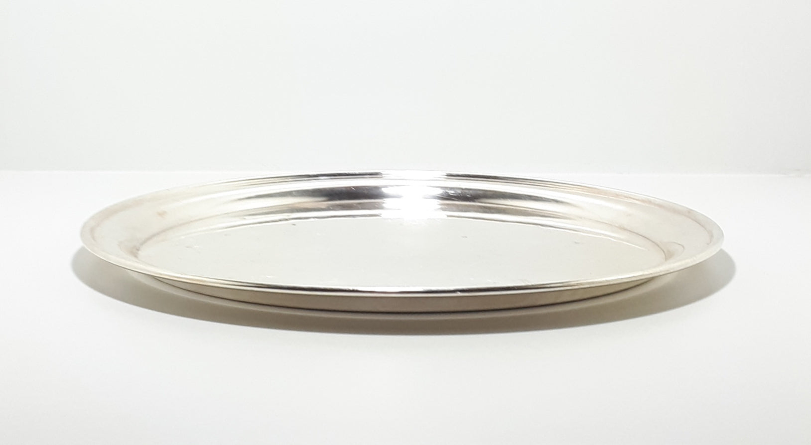 Large & Heavy Vintage Circular Abbess Reg. Silver Plated Tray
