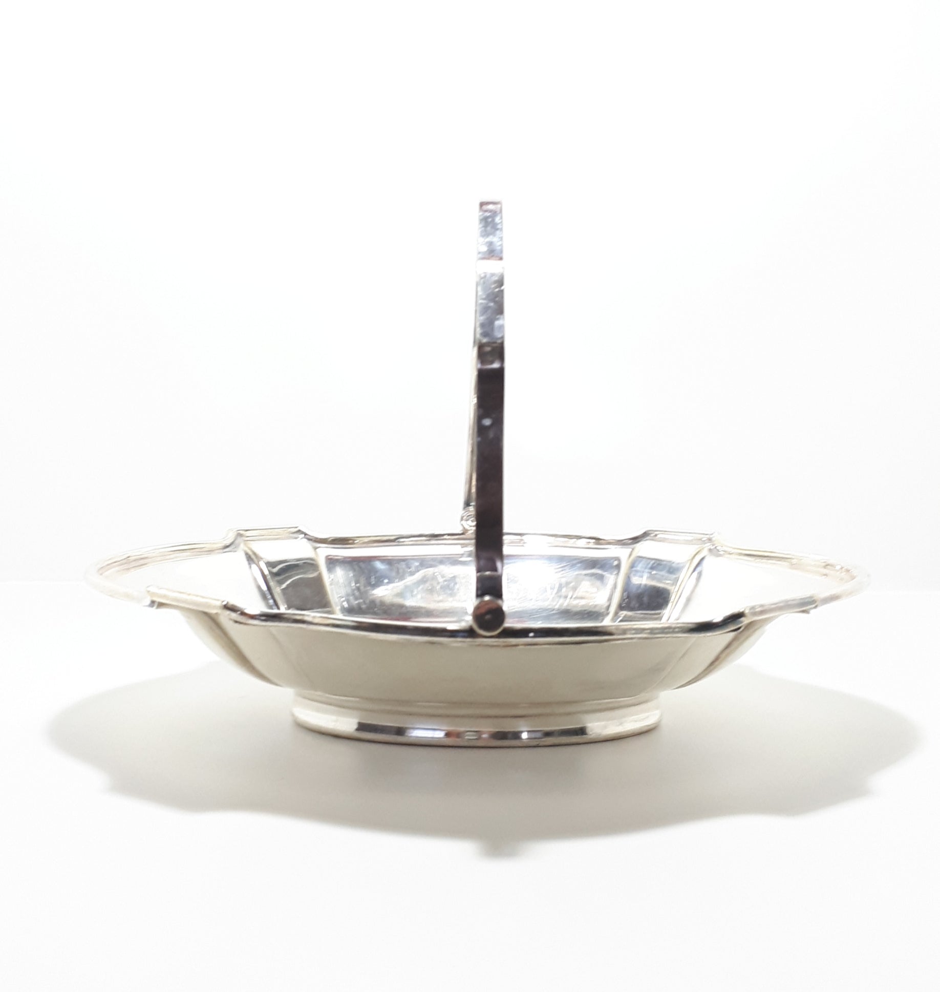 Pre 1874 Rare Antique Silver Plated John Round & Son, Sheffield Bowl With Swing Handle