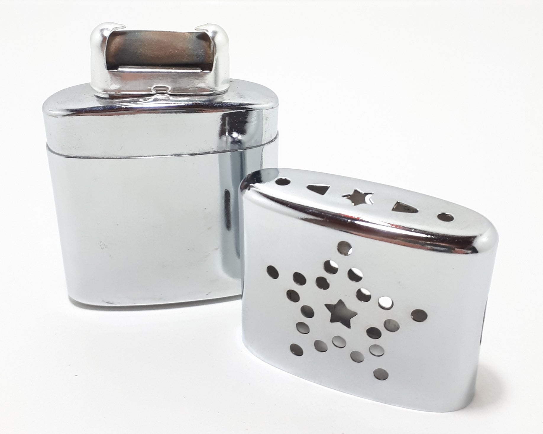 Steel Hand Warmer With Pierced Patterned Lid – Appears Unused