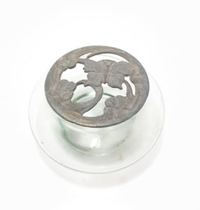 Glass Potpourri Bowl With Pierced Cast Metal Lid
