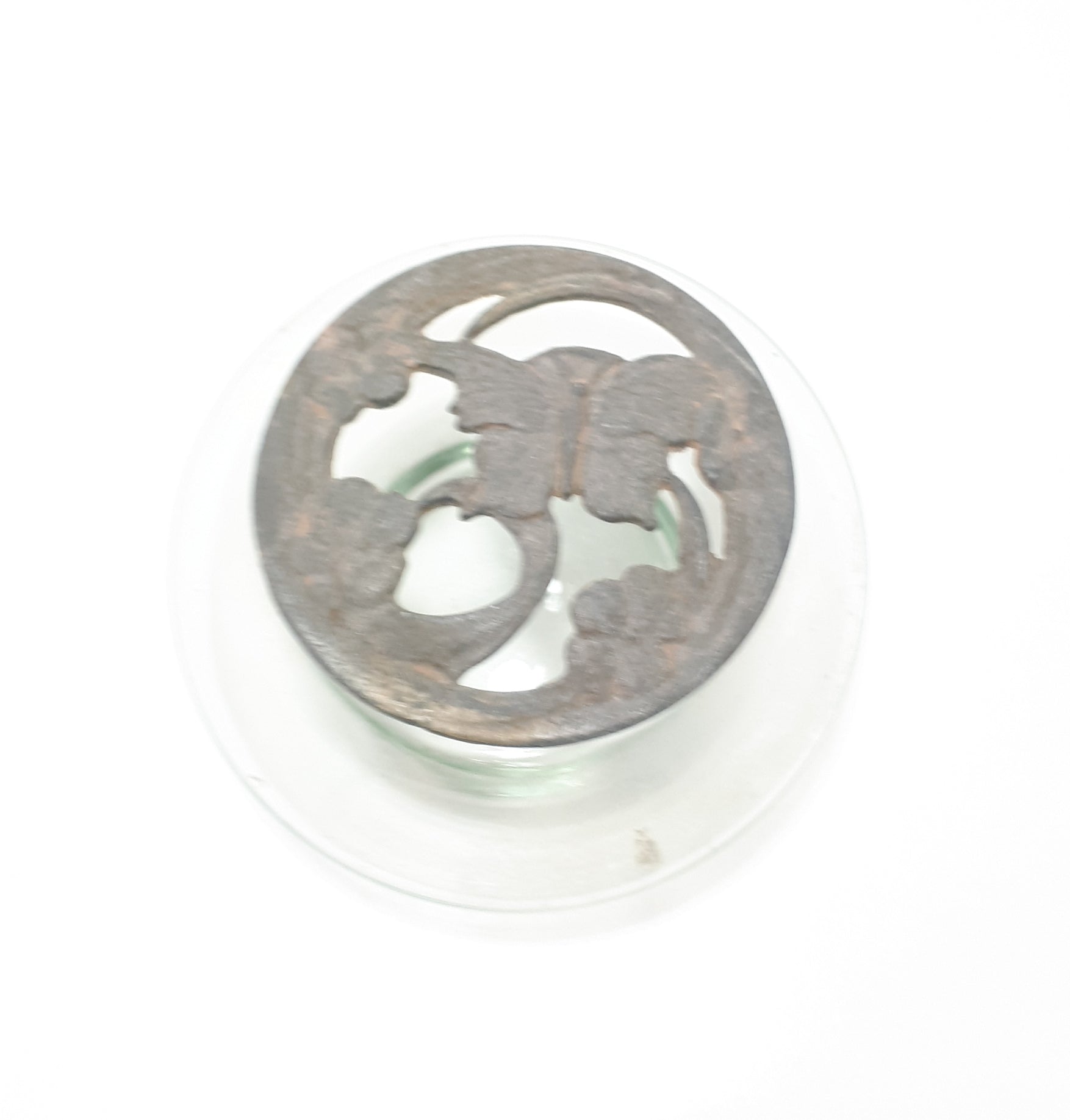 Glass Potpourri Bowl With Pierced Cast Metal Lid