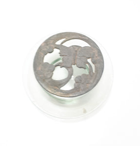 Glass Potpourri Bowl With Pierced Cast Metal Lid
