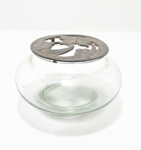 Glass Potpourri Bowl With Pierced Cast Metal Lid