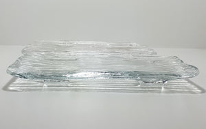 Set Of 2 Identical Thickened Clear Glass Rectangular Presentation / Display Trays
