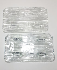 Set Of 2 Identical Thickened Clear Glass Rectangular Presentation / Display Trays