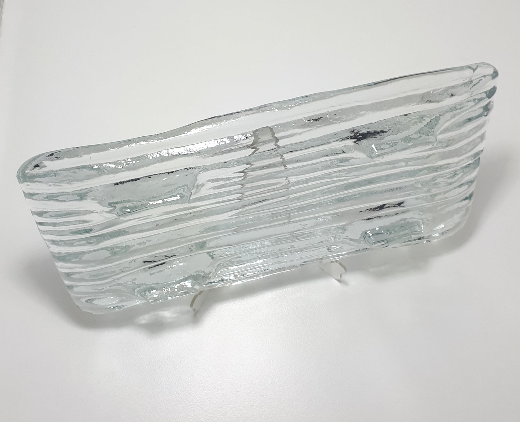 Set Of 2 Identical Thickened Clear Glass Rectangular Presentation / Display Trays