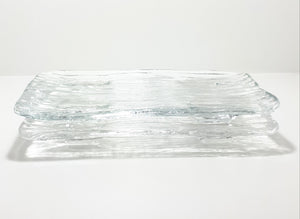 Set Of 2 Identical Thickened Clear Glass Rectangular Presentation / Display Trays