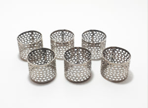 Vintage Set Of 6 Silver Plated Pierced Metal Serviette/Napkin Rings