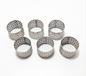 Vintage Set Of 6 Silver Plated Pierced Metal Serviette/Napkin Rings