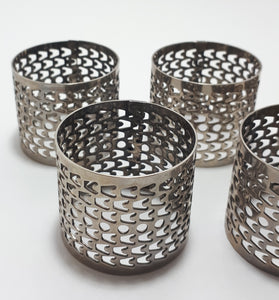 Vintage Set Of 6 Silver Plated Pierced Metal Serviette/Napkin Rings