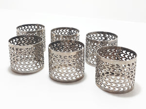 Vintage Set Of 6 Silver Plated Pierced Metal Serviette/Napkin Rings