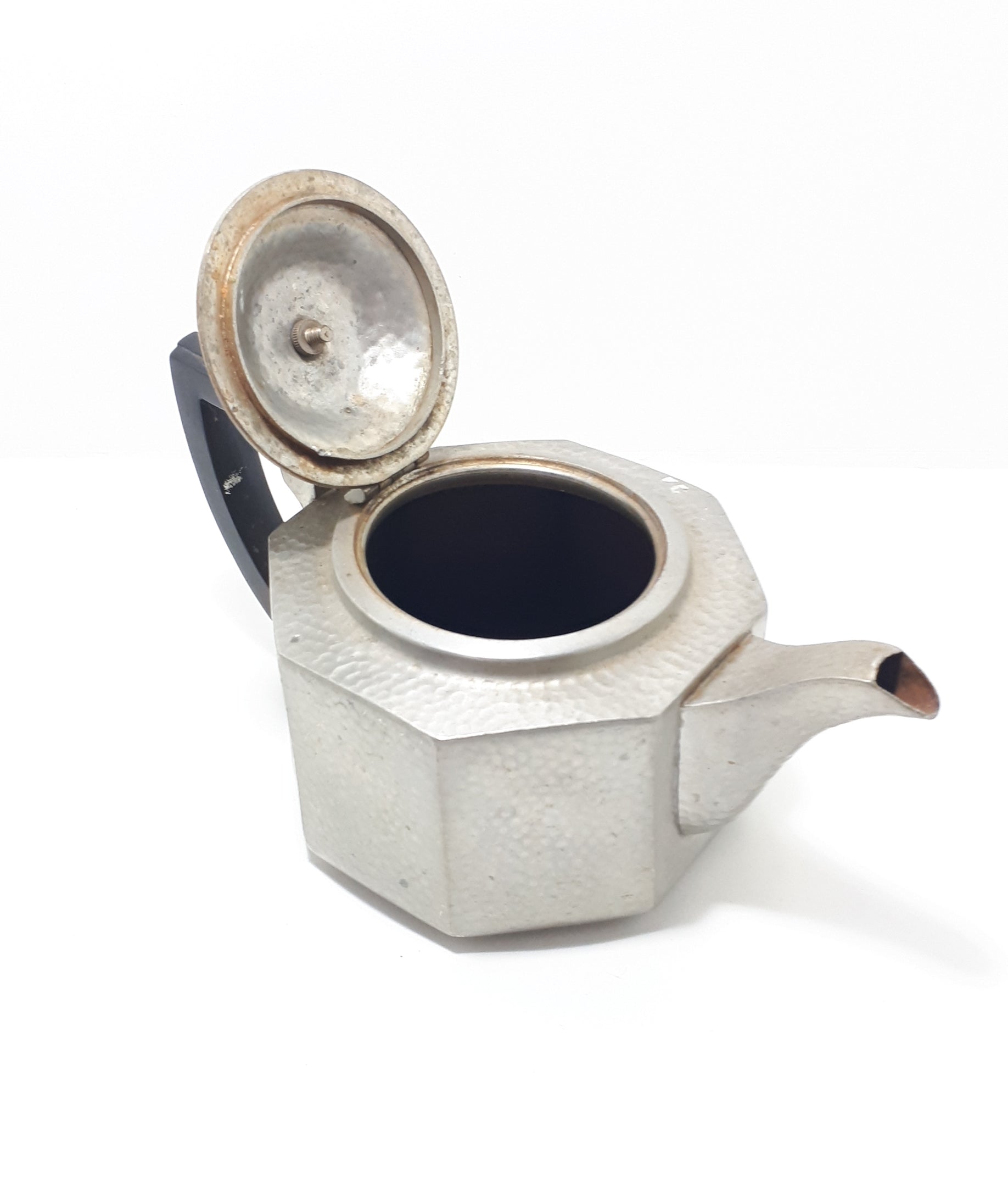 1876 – 1898 Rare Antique John Turton Sheffield Pewter Tea Set – Tea Pot, Creamer & Sugar Bowl