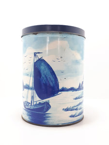 Collectable Large Vintage Blue & White Tin – Delft Style