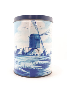 Collectable Large Vintage Blue & White Tin – Delft Style