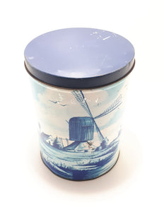 Collectable Large Vintage Blue & White Tin – Delft Style