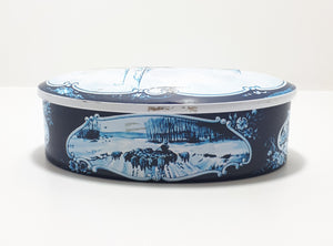 Collectable Oval Vintage Blue & White Tin – Delft Style