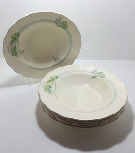 Vintage 1936-1954 Set Of 6 Large Creampetal Shape Grindley Soup Bowls – Pattern GRI169