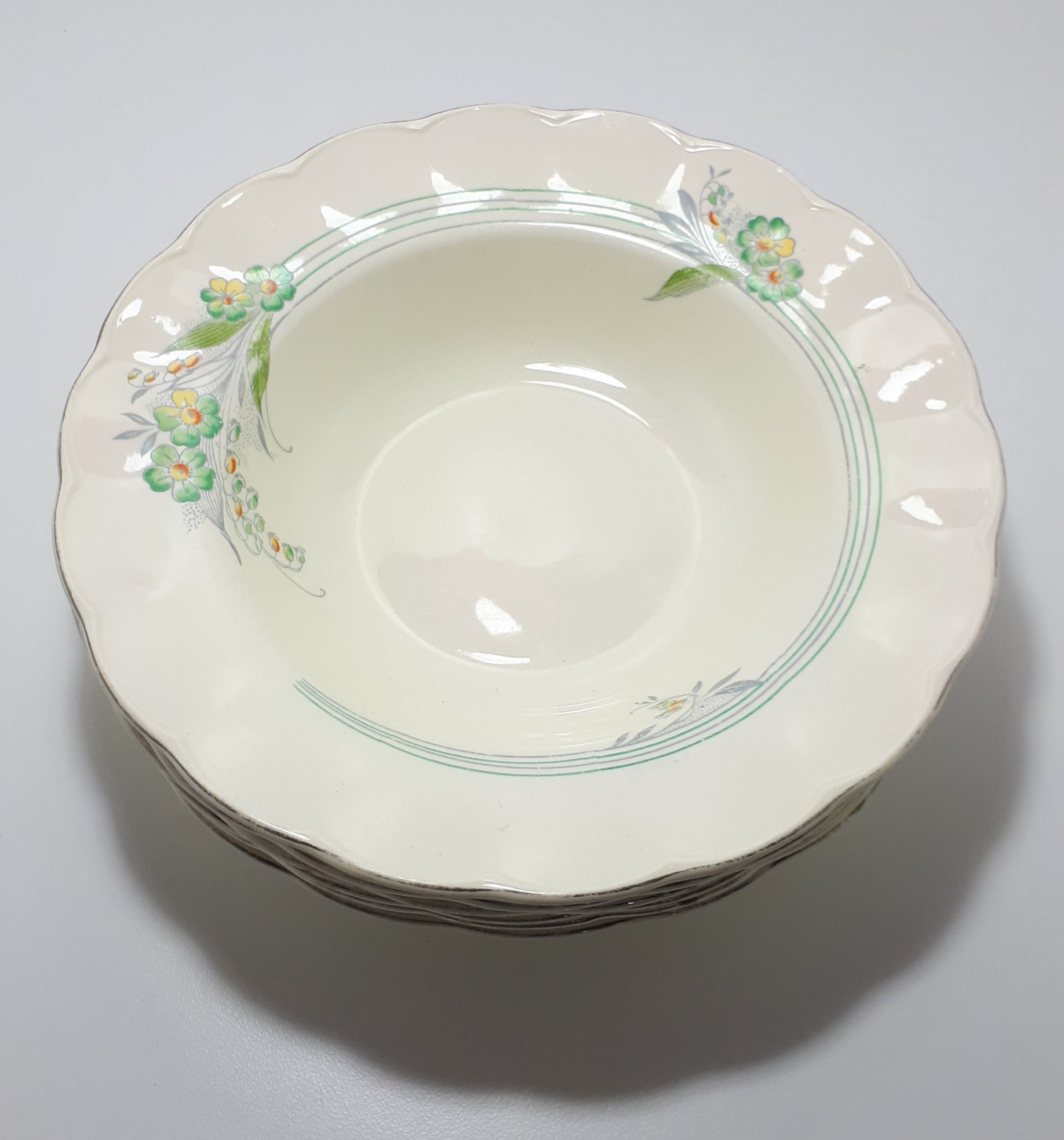 Vintage 1936-1954 Set Of 6 Large Creampetal Shape Grindley Soup Bowls – Pattern GRI169