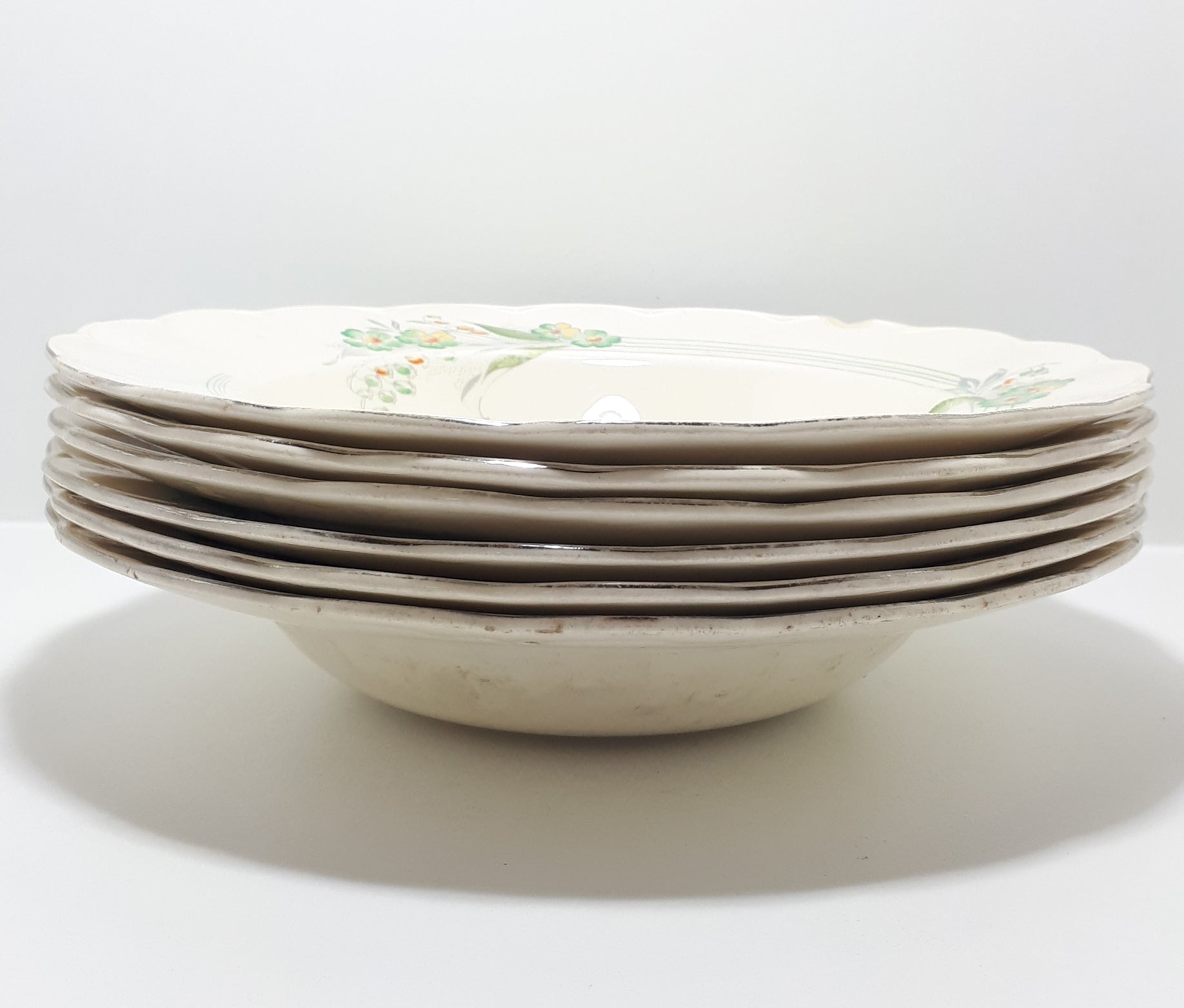 Vintage 1936-1954 Set Of 6 Large Creampetal Shape Grindley Soup Bowls – Pattern GRI169