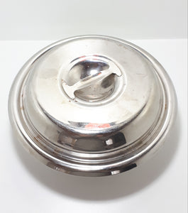 3-Division Vintage Round Stainless Steel Lidded Dish – Removable 3-Division Divider