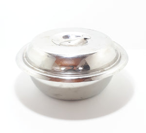 3-Division Vintage Round Stainless Steel Lidded Dish – Removable 3-Division Divider