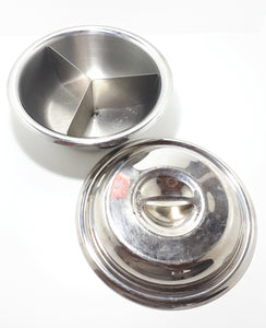 3-Division Vintage Round Stainless Steel Lidded Dish – Removable 3-Division Divider