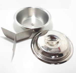 3-Division Vintage Round Stainless Steel Lidded Dish – Removable 3-Division Divider