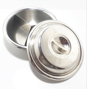3-Division Vintage Round Stainless Steel Lidded Dish – Removable 3-Division Divider