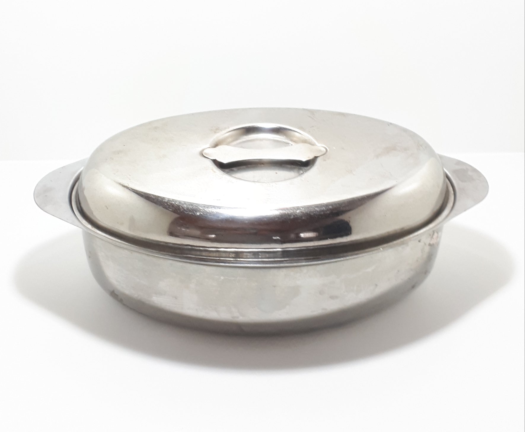 Vintage Oval Shaped Stainless Steel Deep Ovenware Roasting Pan